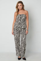 Cotone Top Senza Maniche Donna Stampa Zebra Chiusura con Pulsanti