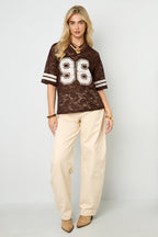 Woven Polyester Fiber Maglietta Donna Sporty Color Clash