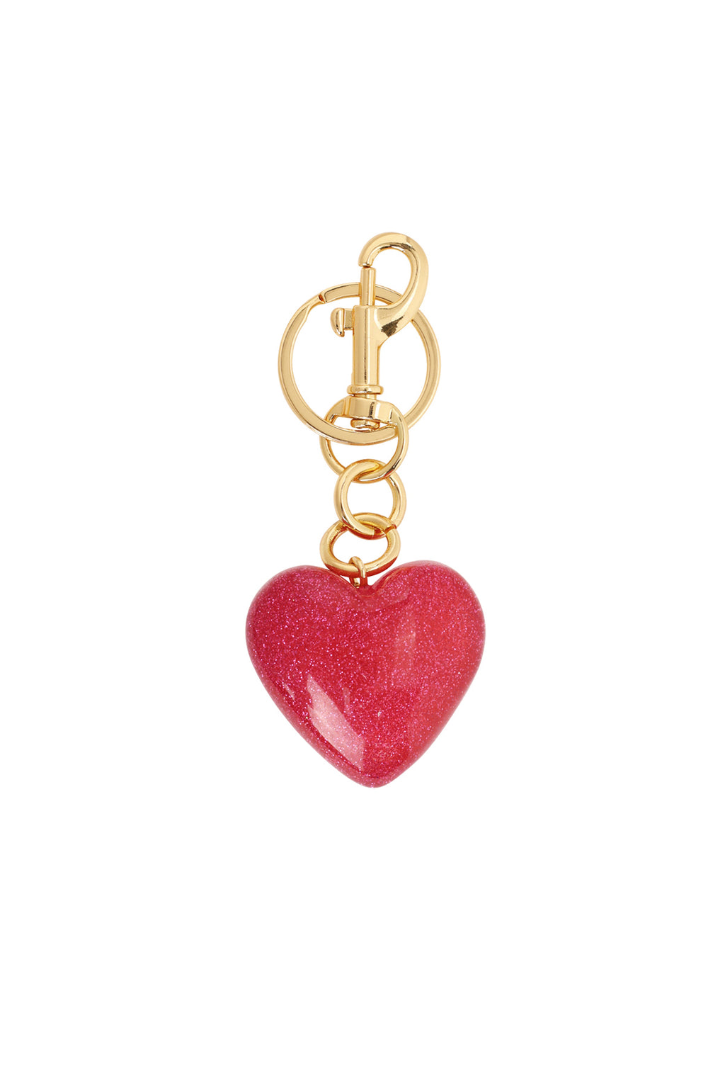 Ciondolo per borsa a forma di cuore glitterato