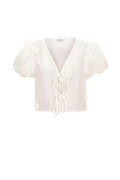 Organic Cotton Woven Donna Top Manica Corta Bohemian Stampa Fiorita Nodo