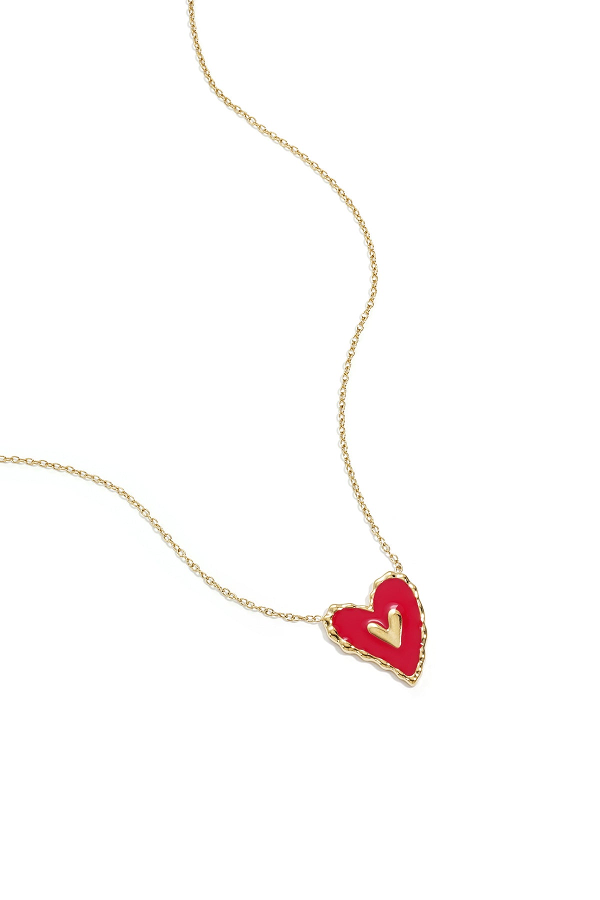 Collana con cuore rosso pendente