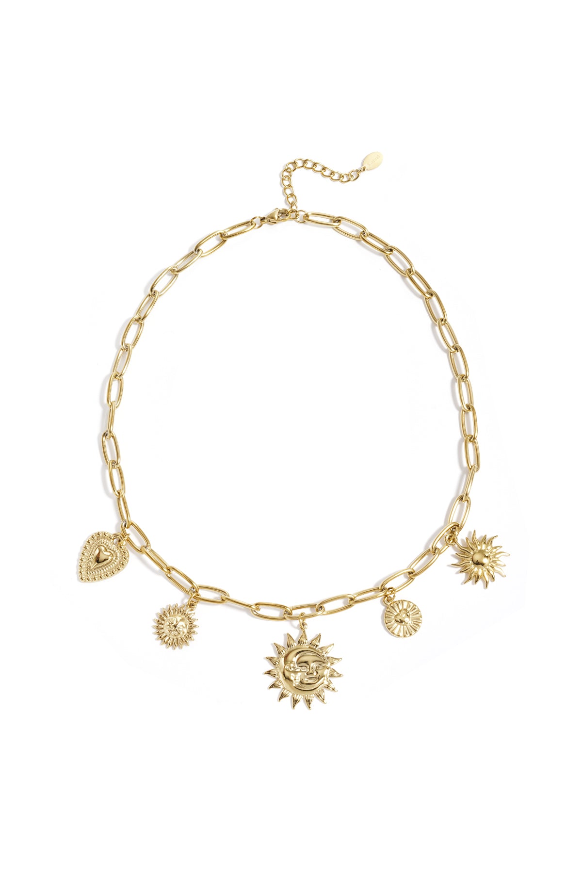 Collana con ciondoli a forma di sole e cuore