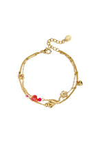 Braccialetto con cuori fiori e perline