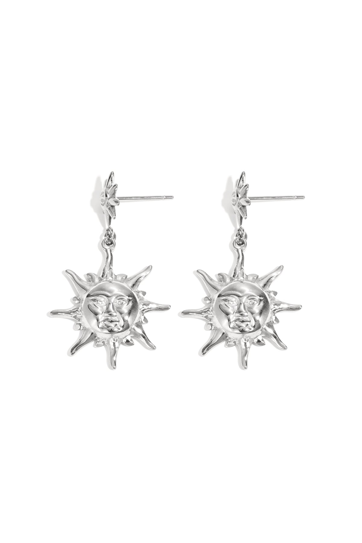 Orecchini pendenti in acciaio inossidabile con ciondolo a forma di sole, casual, quotidiani, semplici, da donna