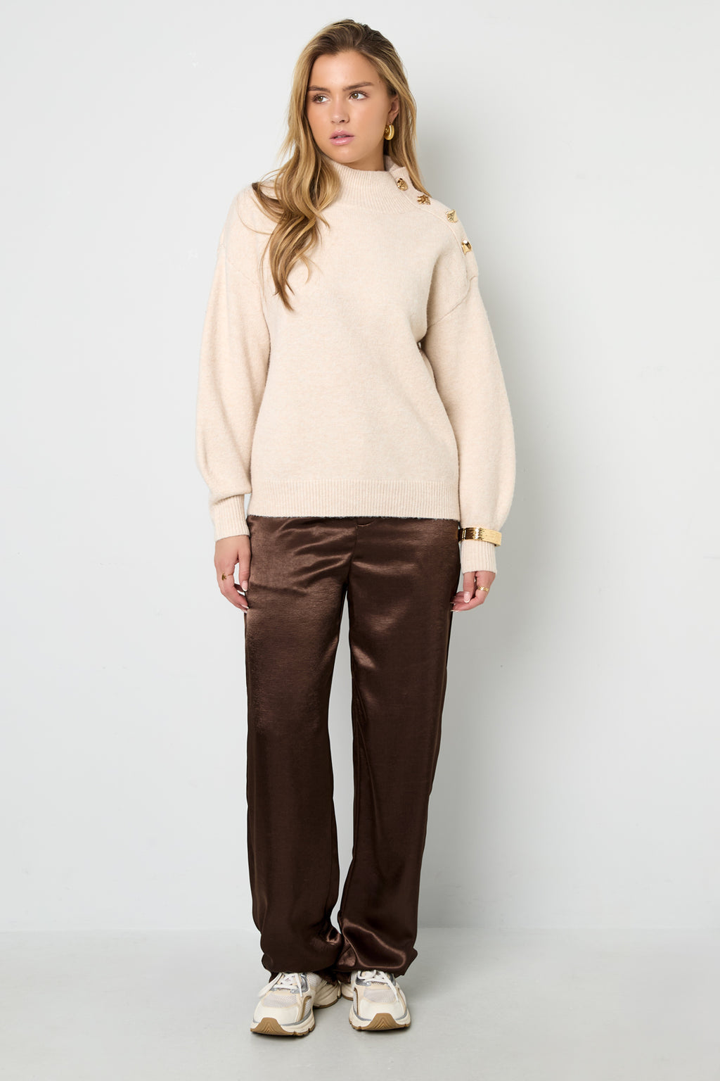 Maglione Donna in Fibra di Poliestere Intrecciata Stile Casual Colore Puro