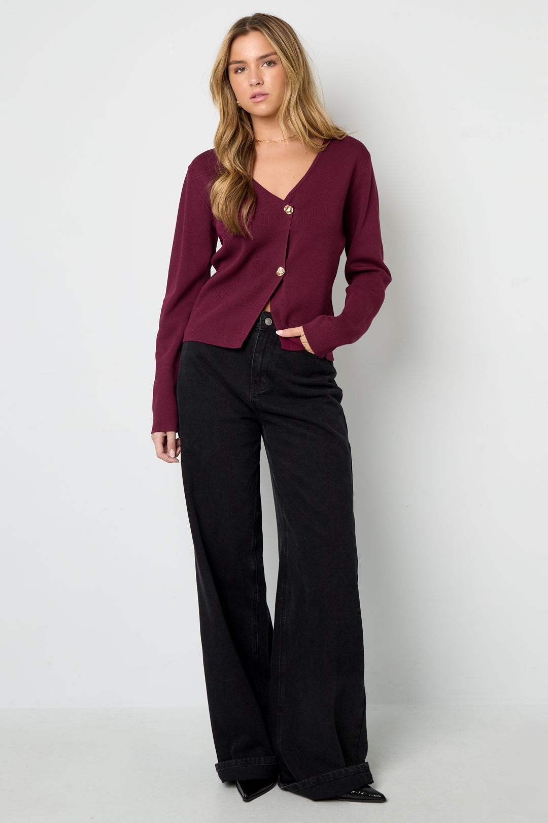 Viscosa Maglia Cardigan Donna Casual Colore Puro Autunno/Inverno
