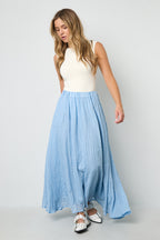Gonna Maxi Donna in Fibra di Poliestere Tessuta Stile Casual Colore Puro