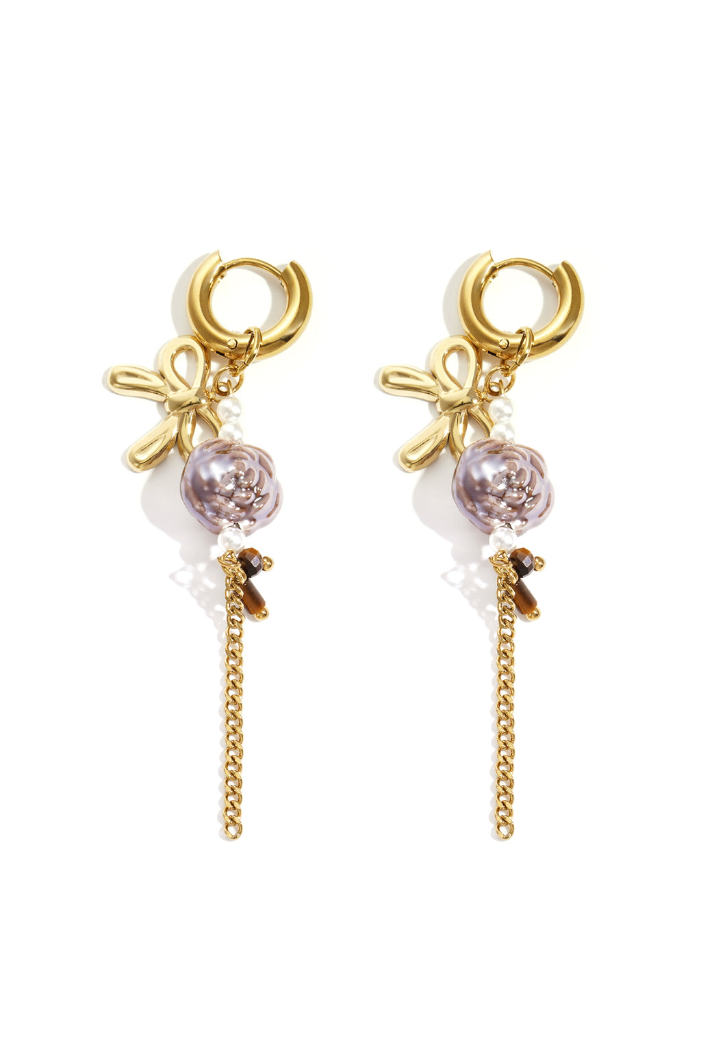 Orecchini pendenti in acciaio inossidabile, stile casual, semplici, da donna, serie "Fiore"