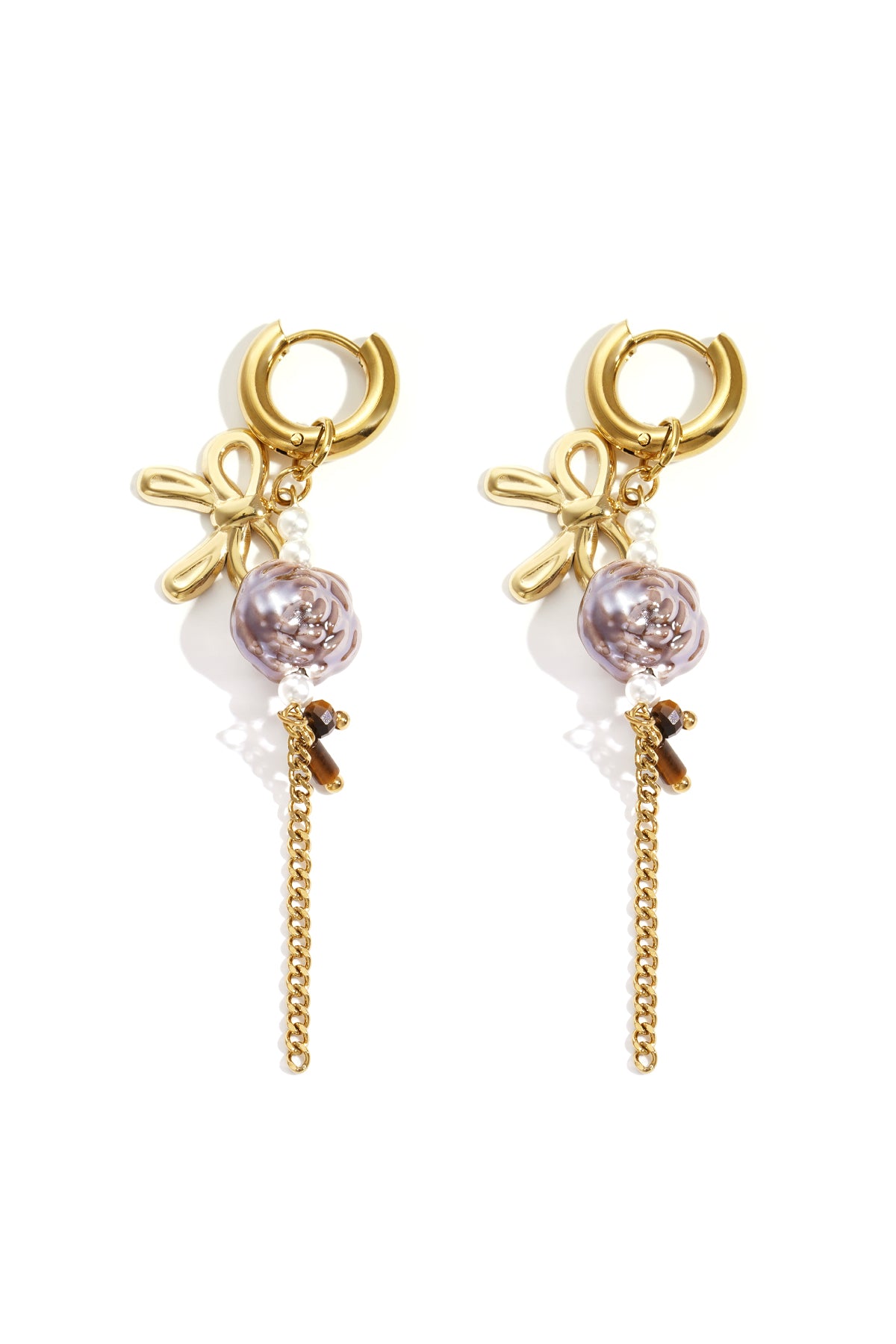 Orecchini pendenti in acciaio inossidabile, stile casual, semplici, da donna, serie "Fiore"