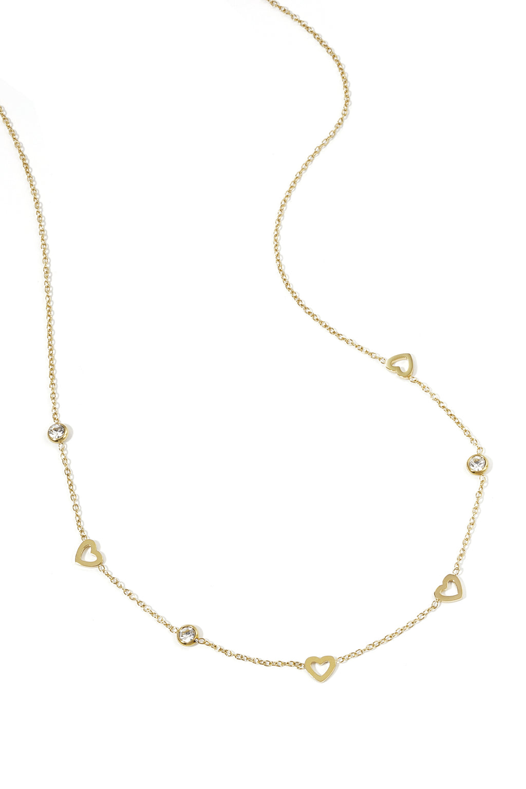 Collana con ciondoli a cuore e diamanti - acciaio inossidabile