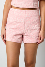 Shorts Donna in Fibra di Poliestere Tessuta Stampa Fiorita Elegante