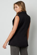 Giacca senza maniche in poliestere tessuto donna casual design asimmetrico