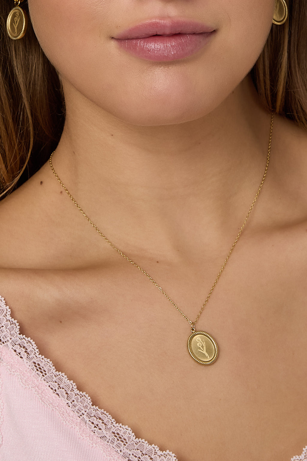 Collana in acciaio inossidabile con fiore di tulipano