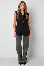 Giacca senza maniche in poliestere tessuto donna casual design asimmetrico