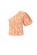 Top a fiori monospalla