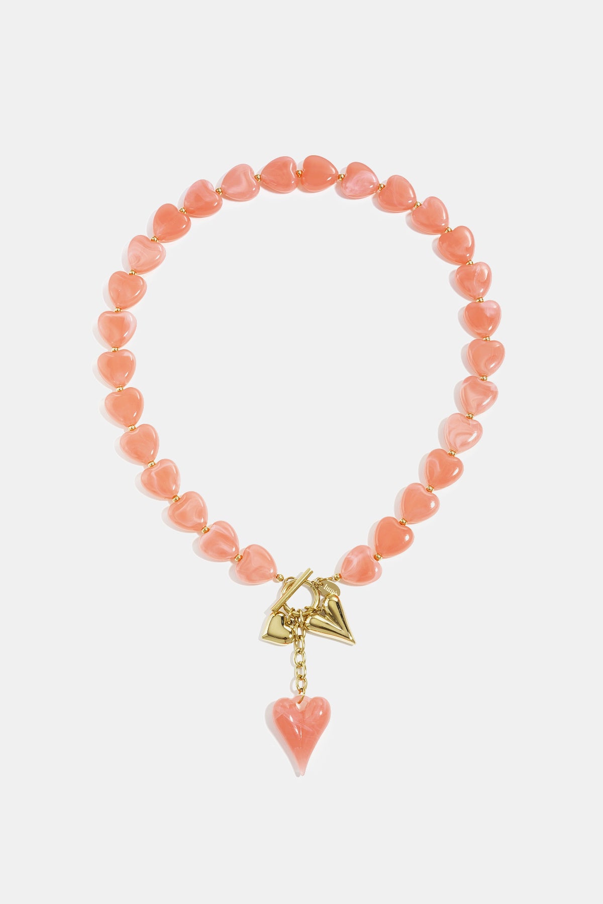 Collana di perline con ciondoli a forma di cuore pendenti