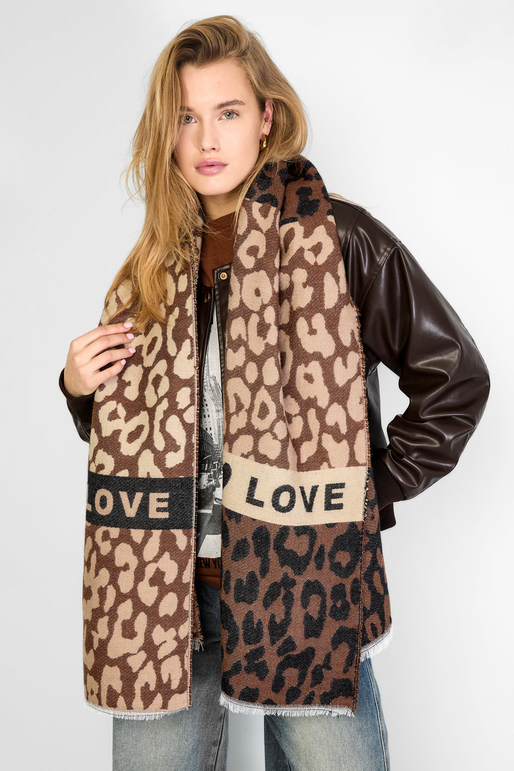 Sciarpe invernali con stampa leopardata, casual, acriliche, accessori quotidiani