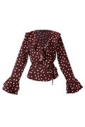 Camicia Donna in Fibra di Poliestere Tessuta Elegante a Puntini