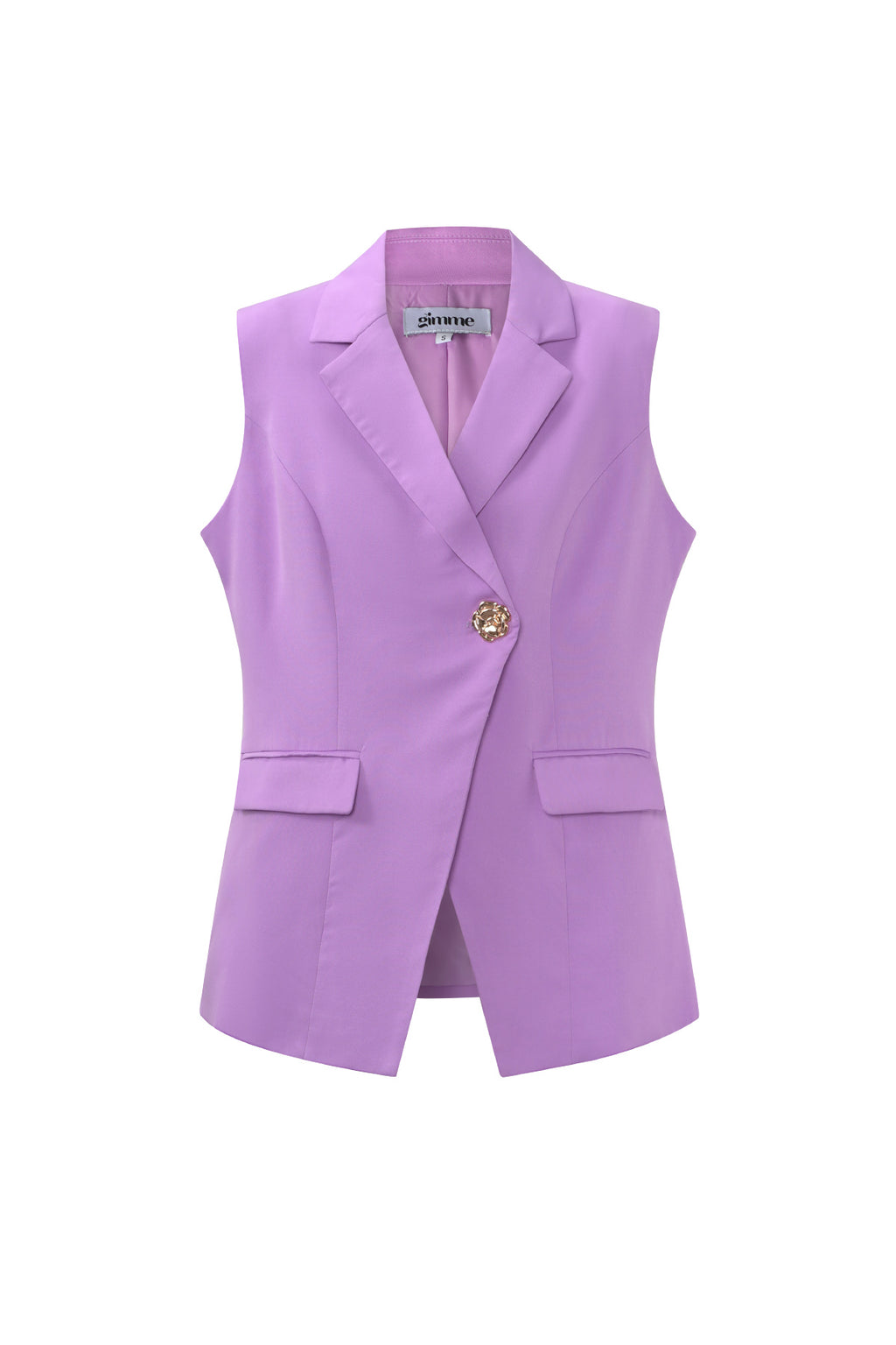 Giacca senza maniche in poliestere tessuto donna casual design asimmetrico