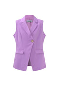 Giacca senza maniche in poliestere tessuto donna casual design asimmetrico