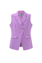 Giacca senza maniche in poliestere tessuto donna casual design asimmetrico