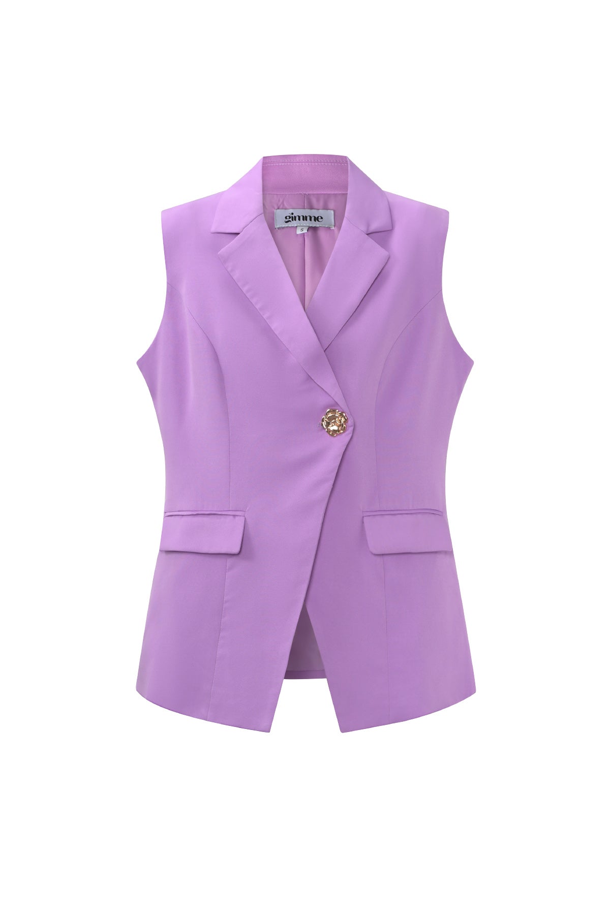Giacca senza maniche in poliestere tessuto donna casual design asimmetrico
