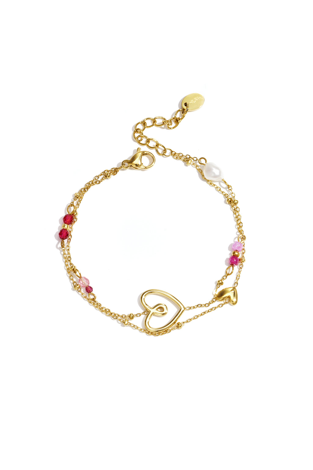 Bracciale con cuore giocoso, perline e perla