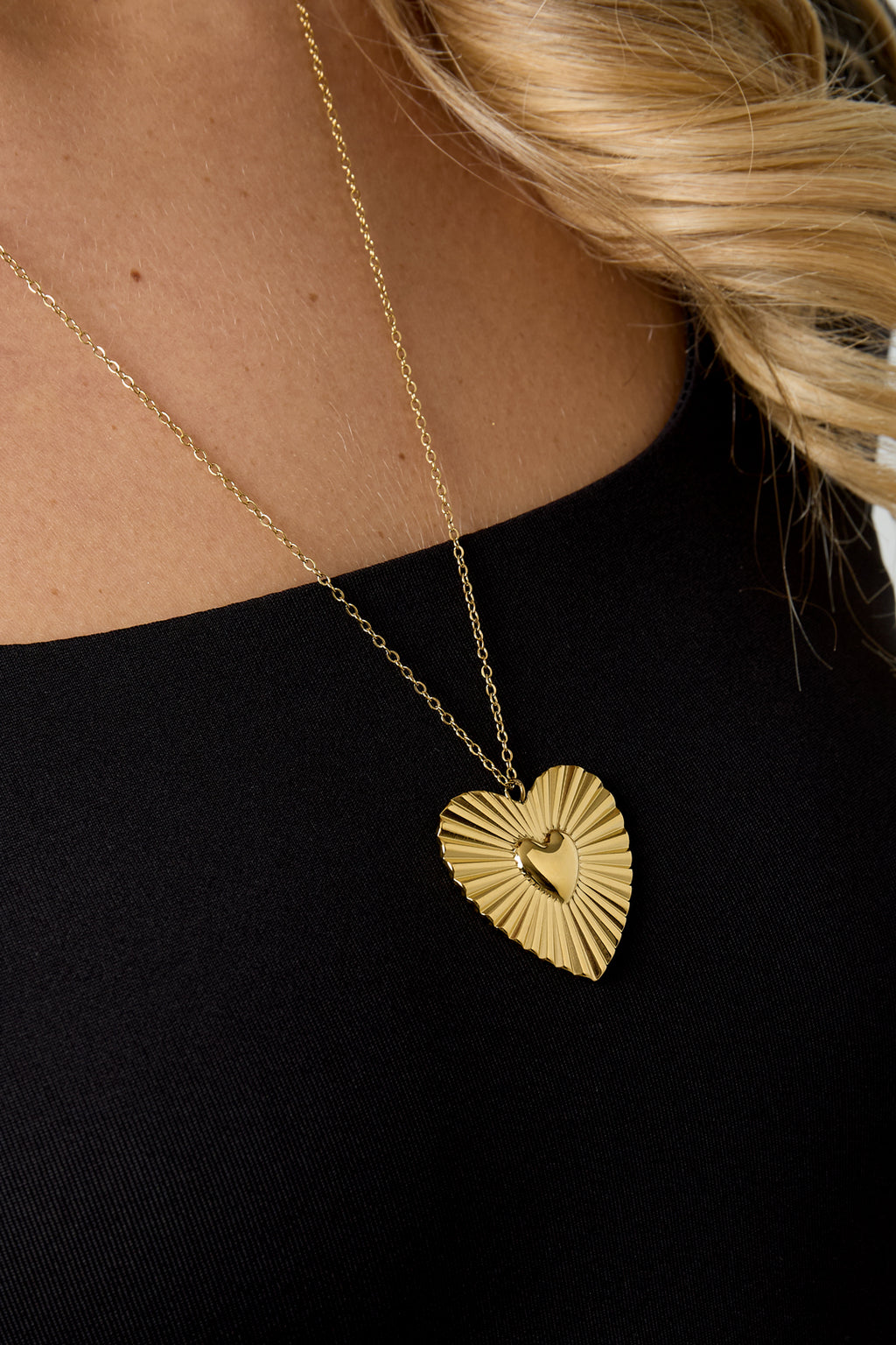 Collane con ciondolo in acciaio inossidabile a forma di cuore, casual, quotidiane, semplici, gioielli da donna