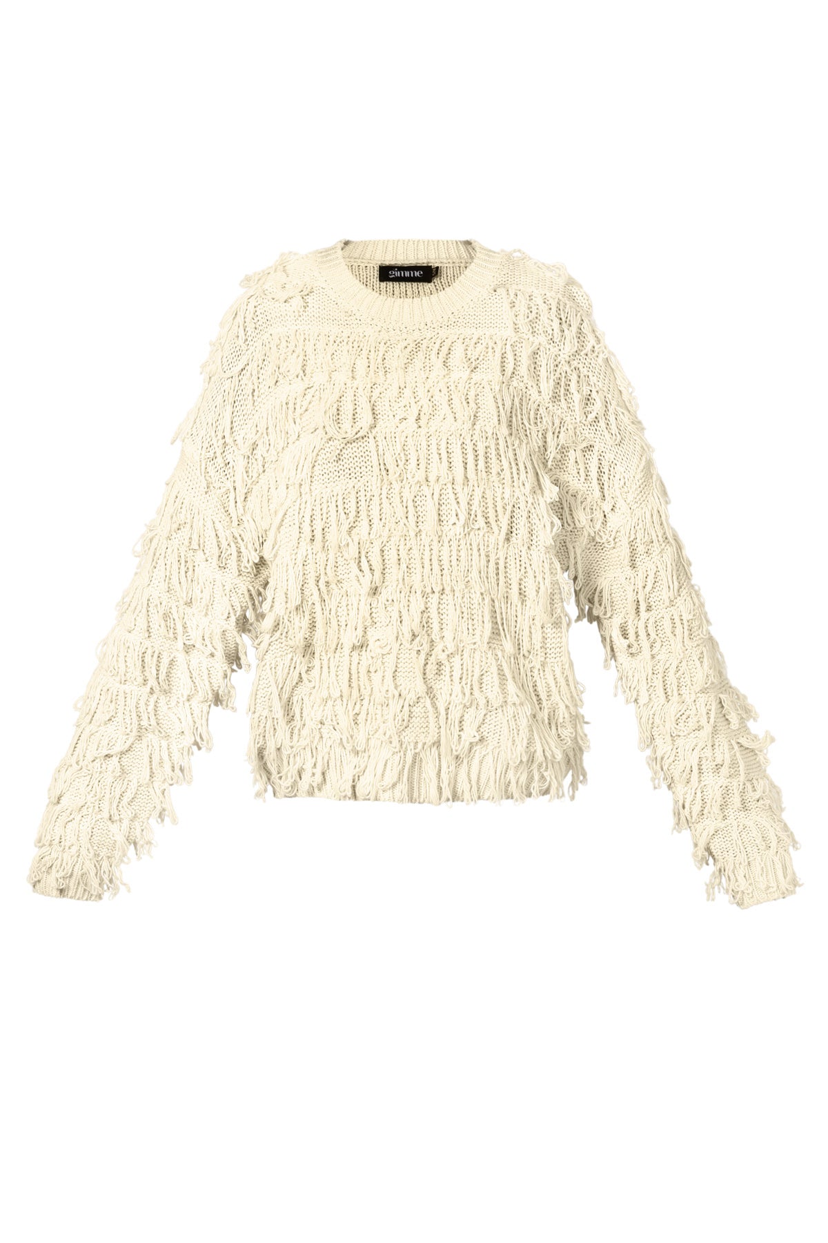 Maglione lavorato a maglia con frange