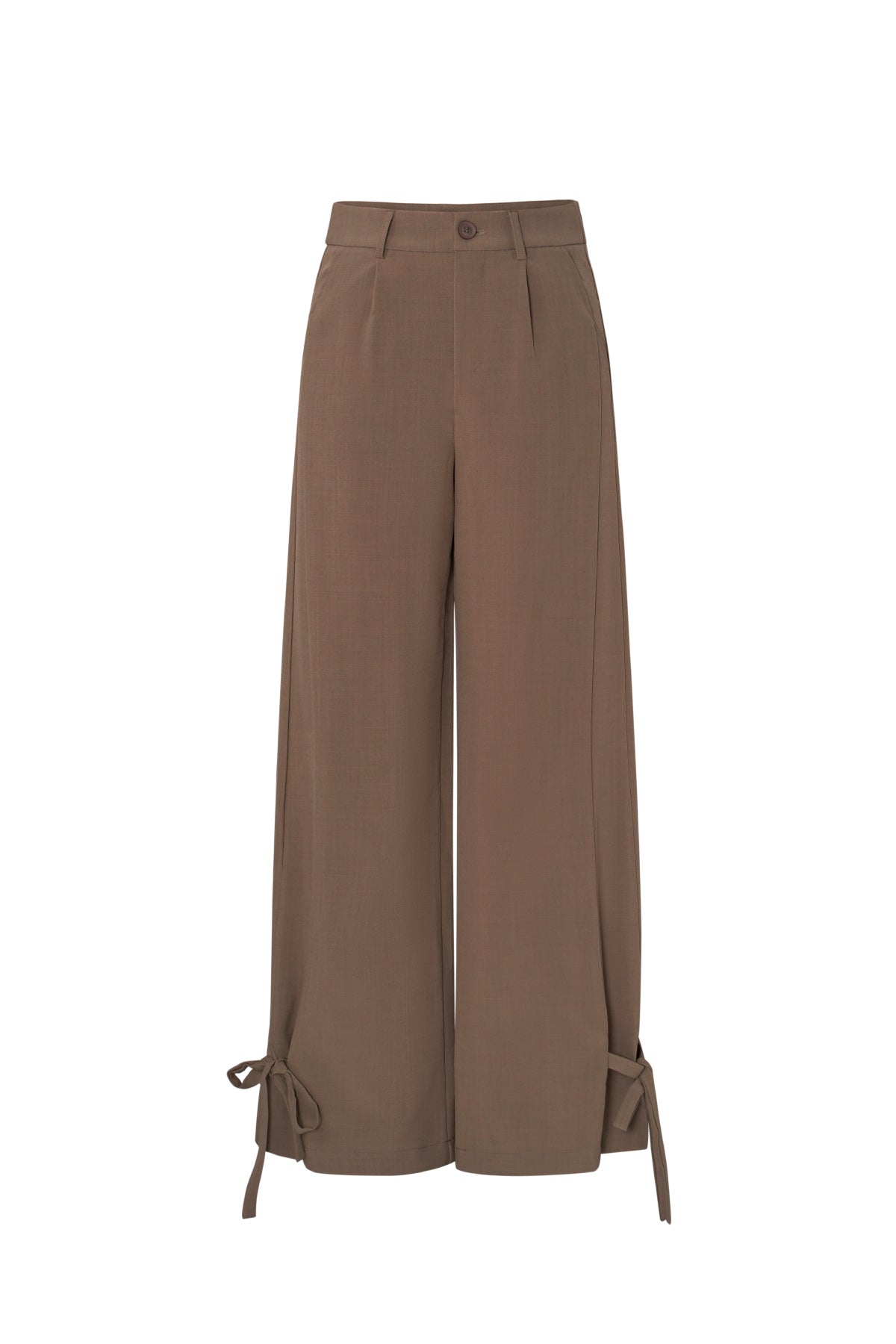 Pantaloni Dritti Donna in Fibra di Poliestere Tessuta Stile Casual con Legacci