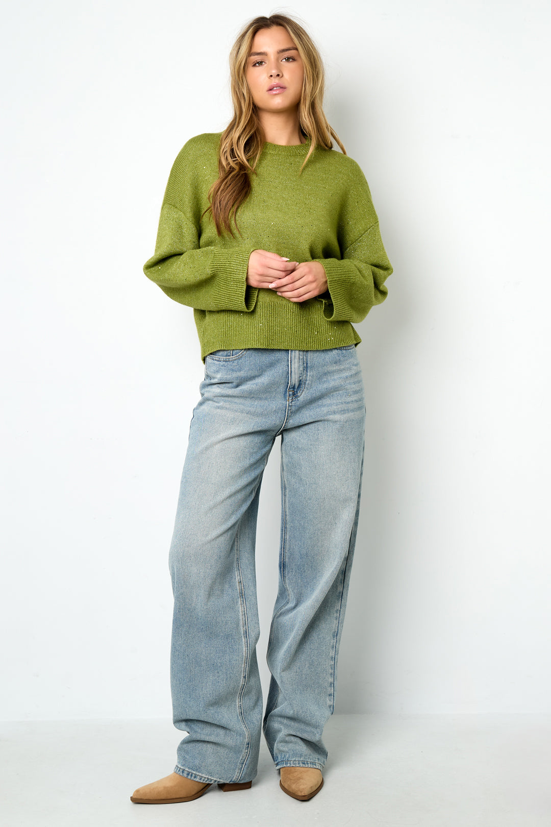 Maglioni in Fibra di Poliestere Tessuto Donna Stile Casual Colore Puro Autunno/Inverno