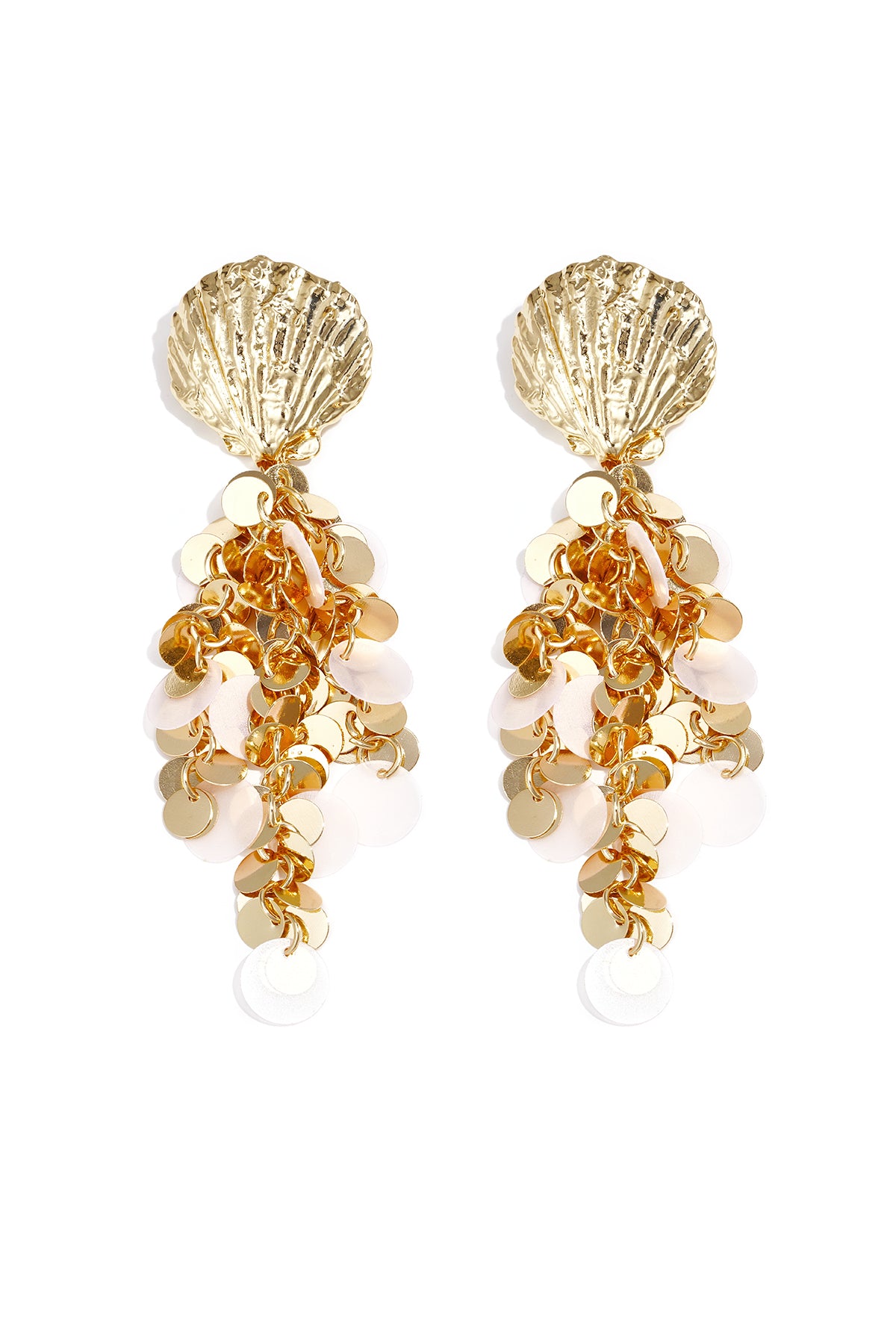 Orecchini a conchiglia con paillettes pendenti