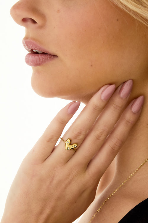 Anello regolabile con cuore decorato