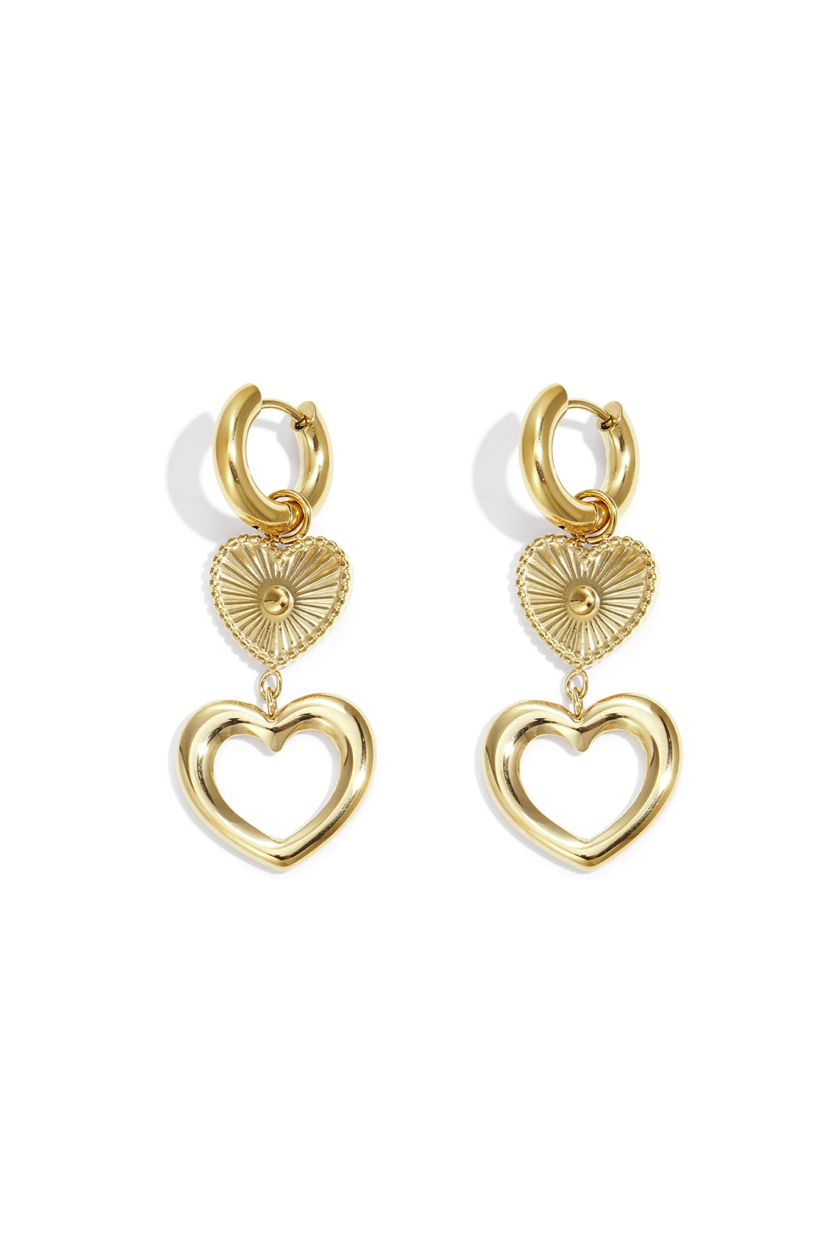 Orecchini pendenti in acciaio inossidabile a forma di cuore, casual, quotidiani, semplici, da donna