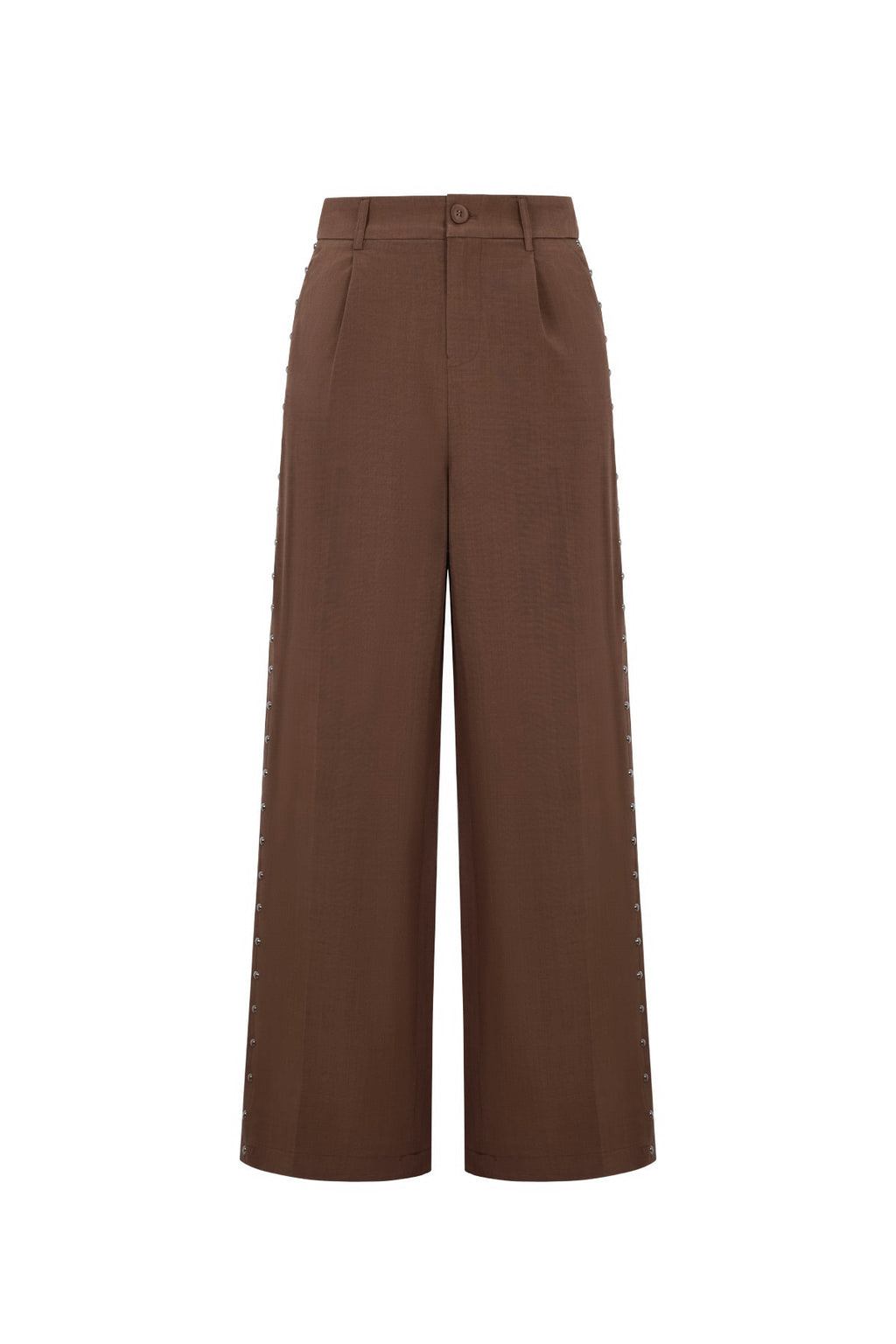 Tessuto Fibra di Poliestere Donna Pantaloni Larghi Eleganti Colore Puro Autunno/Inverno