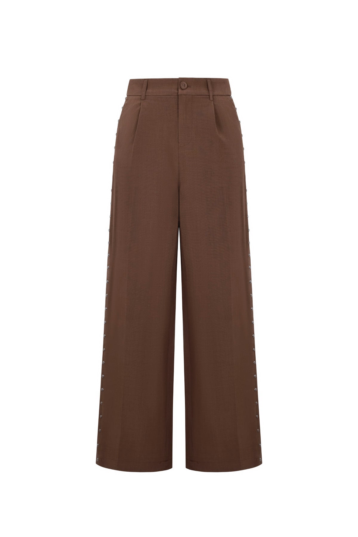 Tessuto Fibra di Poliestere Donna Pantaloni Larghi Eleganti Colore Puro Autunno/Inverno