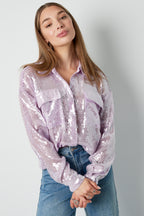 Camicia Donna in Fibra di Poliestere Tessuta Elegante Colore Puro Primavera/Estate