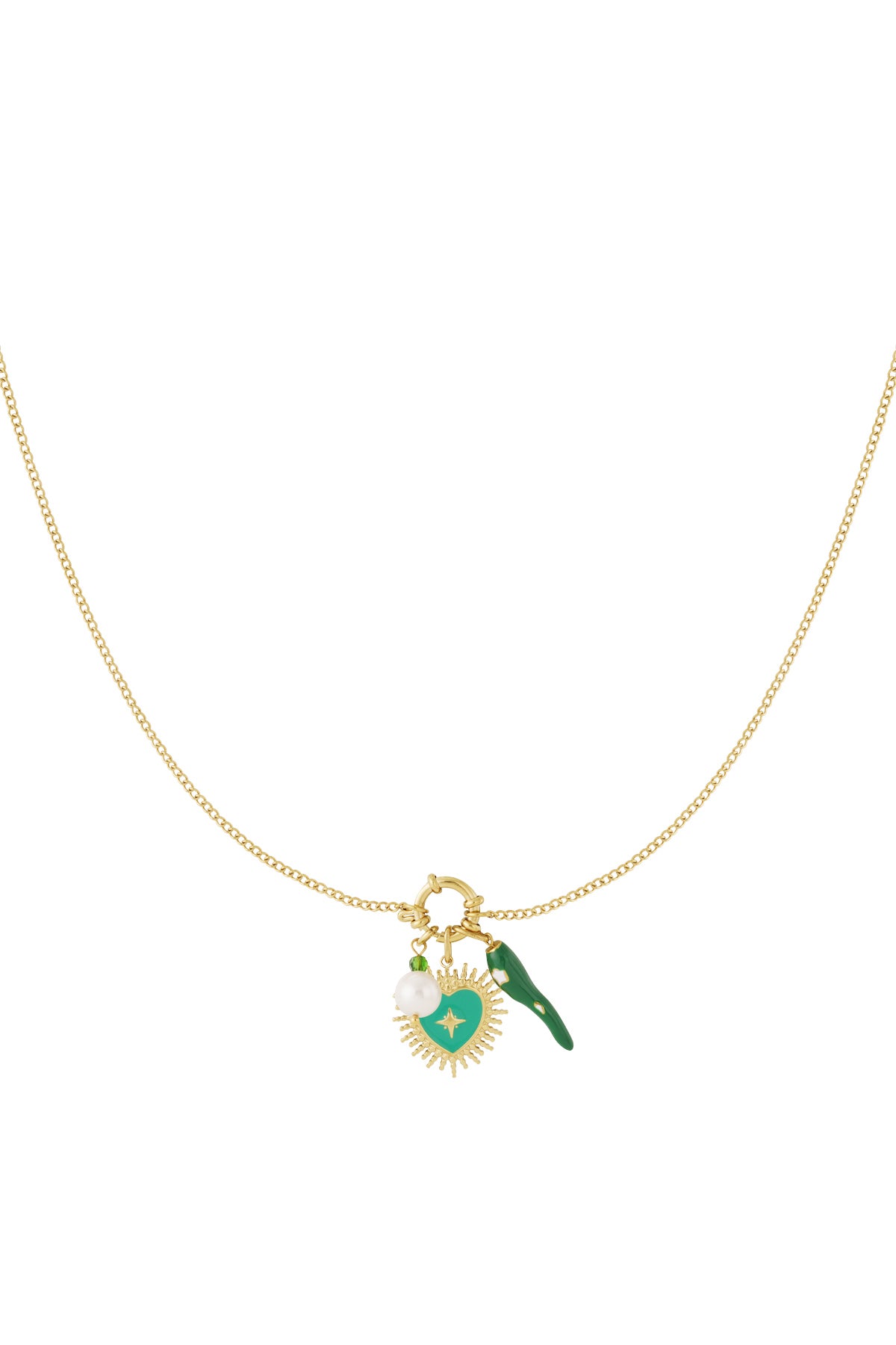 Collana fai da te con cuore verde